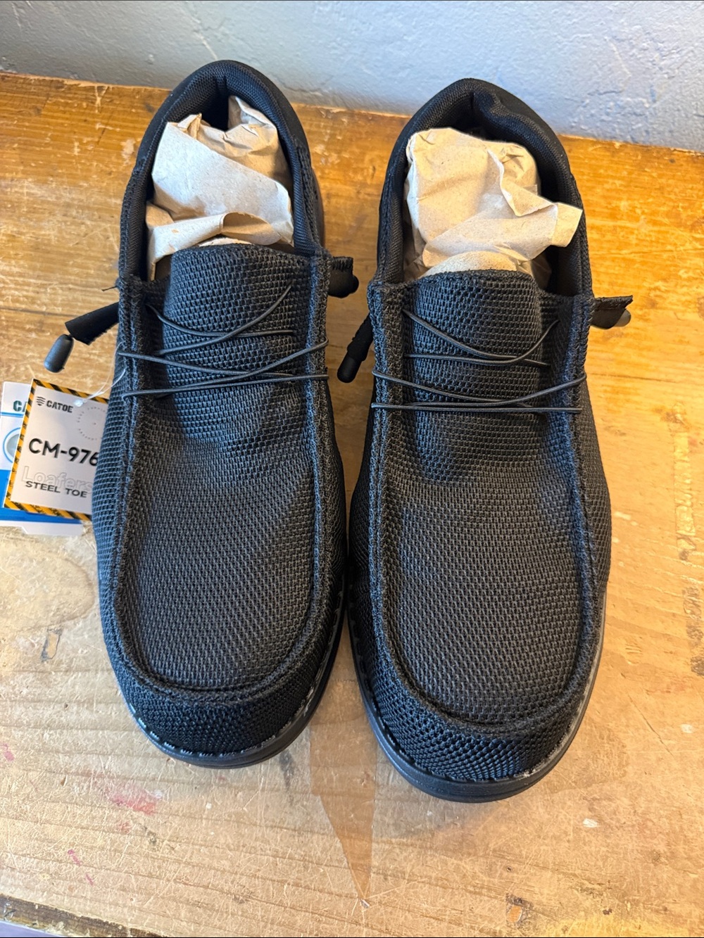 Men’s steel toe shoe, CATOE loafers, black lightweight sz  12 NWT